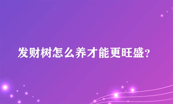 发财树怎么养才能更旺盛？