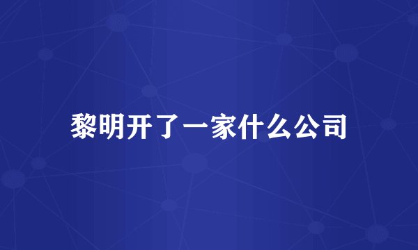 黎明开了一家什么公司
