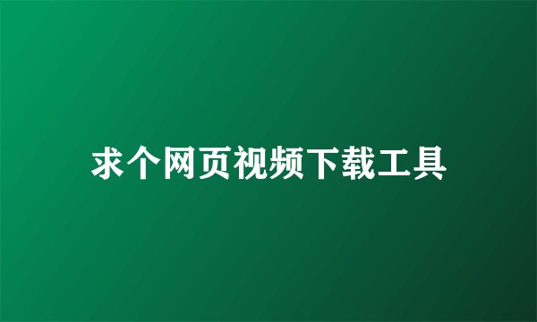 求个网页视频下载工具