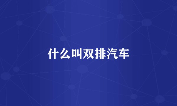 什么叫双排汽车