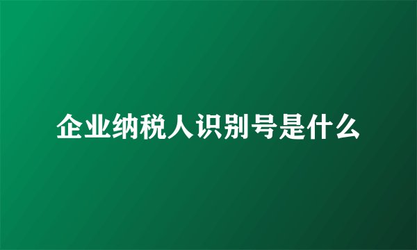 企业纳税人识别号是什么