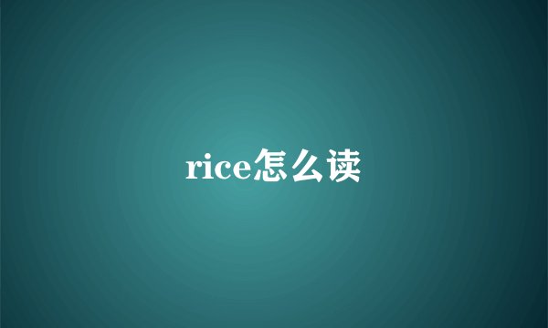 rice怎么读