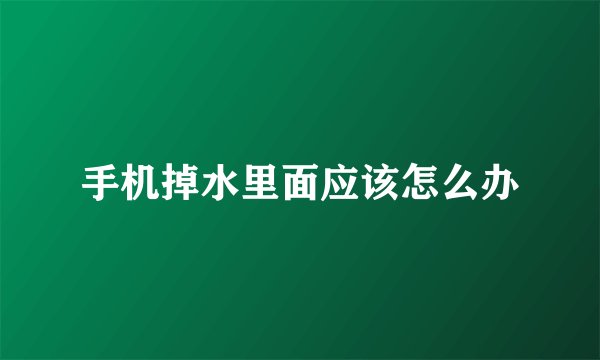 手机掉水里面应该怎么办