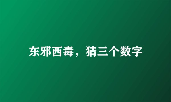 东邪西毒，猜三个数字