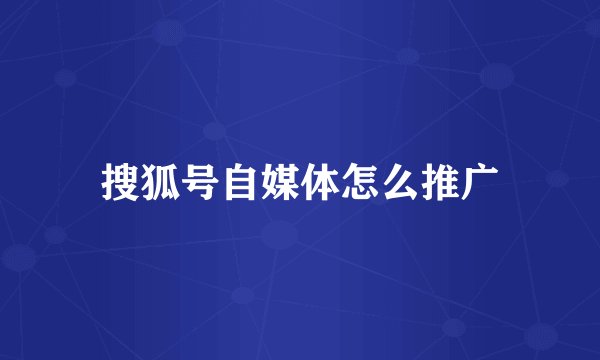 搜狐号自媒体怎么推广
