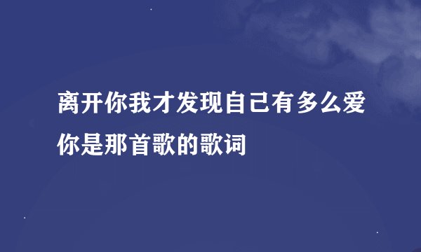 离开你我才发现自己有多么爱你是那首歌的歌词