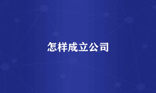 怎样成立公司