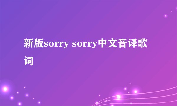 新版sorry sorry中文音译歌词