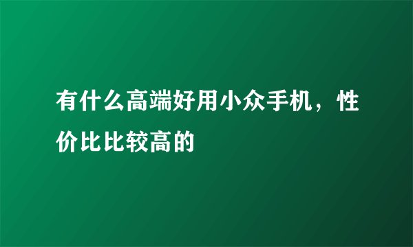 有什么高端好用小众手机，性价比比较高的