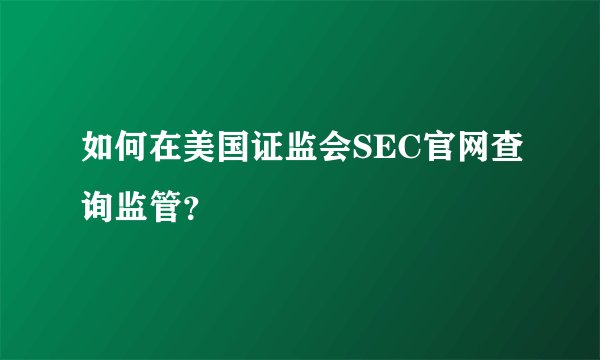 如何在美国证监会SEC官网查询监管？