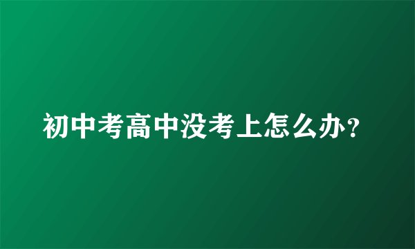 初中考高中没考上怎么办？
