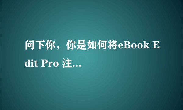 问下你，你是如何将eBook Edit Pro 注册到的，可不可以告诉我，谢谢！