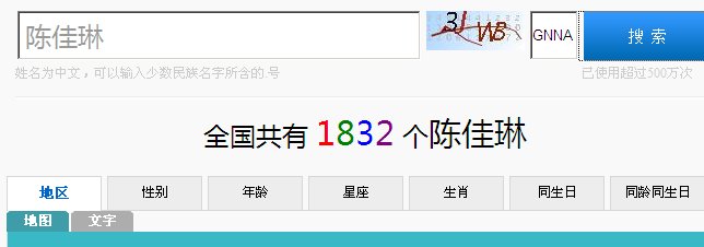 世界上叫陈佳琳的人有几个?