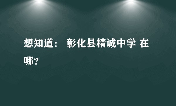 想知道： 彰化县精诚中学 在哪？