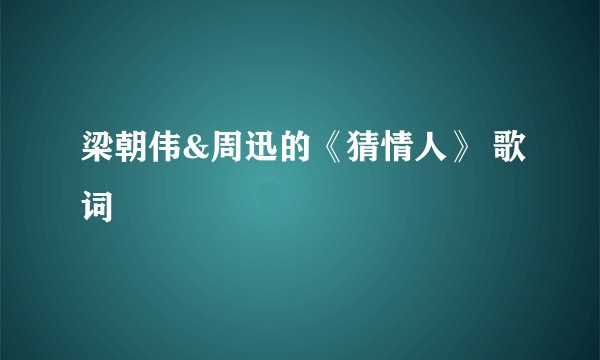 梁朝伟&周迅的《猜情人》 歌词