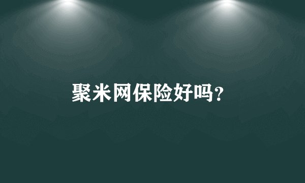 聚米网保险好吗？