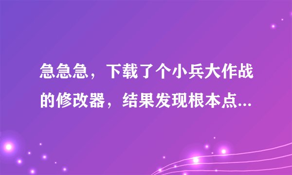 急急急，下载了个小兵大作战的修改器，结果发现根本点不开，跪求大神帮助