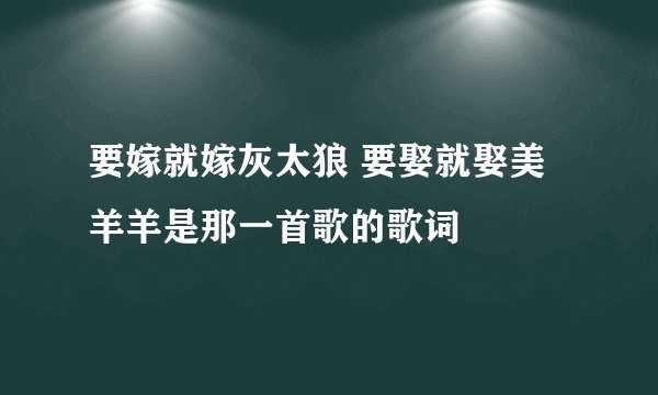 要嫁就嫁灰太狼 要娶就娶美羊羊是那一首歌的歌词