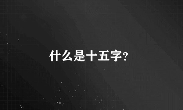 什么是十五字？