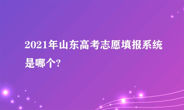 2021年山东高考志愿填报系统是哪个?