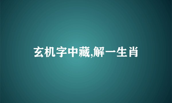 玄机字中藏,解一生肖