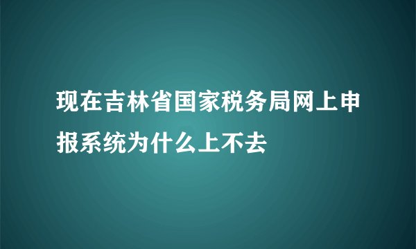现在吉林省国家税务局网上申报系统为什么上不去
