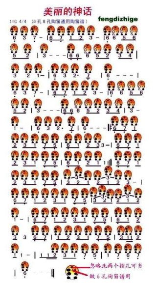 八孔埙美丽的神话曲谱