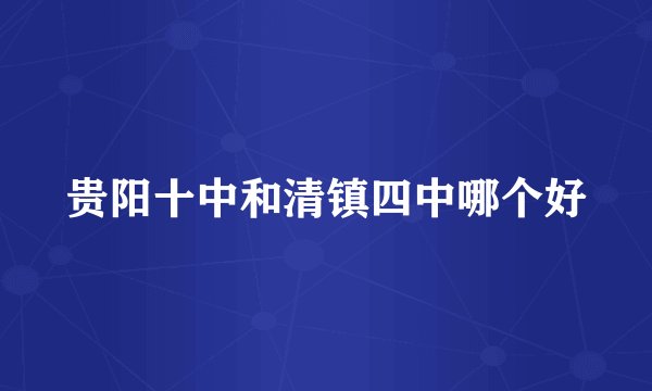 贵阳十中和清镇四中哪个好