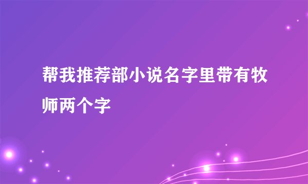 帮我推荐部小说名字里带有牧师两个字