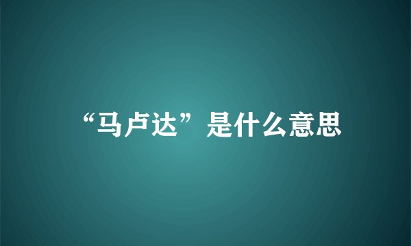 “马卢达”是什么意思
