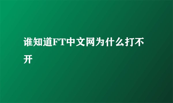 谁知道FT中文网为什么打不开