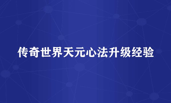 传奇世界天元心法升级经验