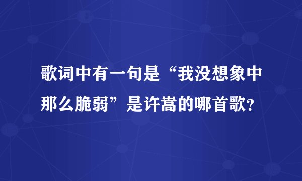 歌词中有一句是“我没想象中那么脆弱”是许嵩的哪首歌？