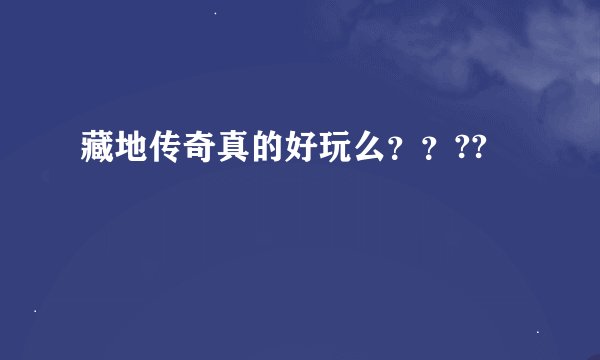 藏地传奇真的好玩么？？??