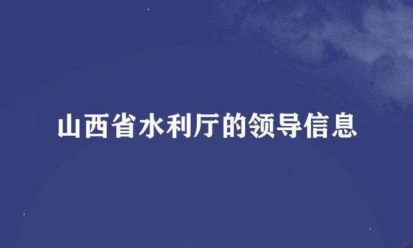 山西省水利厅的领导信息