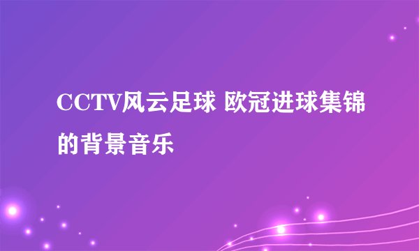 CCTV风云足球 欧冠进球集锦的背景音乐
