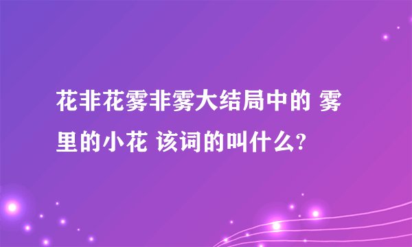 花非花雾非雾大结局中的 雾里的小花 该词的叫什么?