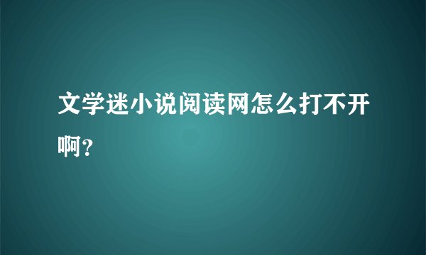 文学迷小说阅读网怎么打不开啊？
