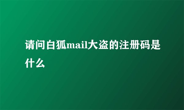 请问白狐mail大盗的注册码是什么