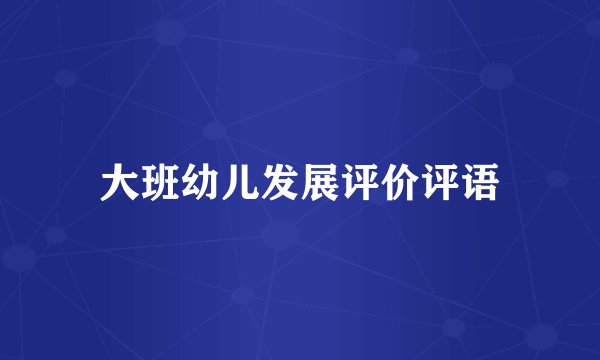 大班幼儿发展评价评语