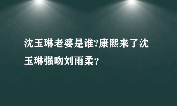 沈玉琳老婆是谁?康熙来了沈玉琳强吻刘雨柔？