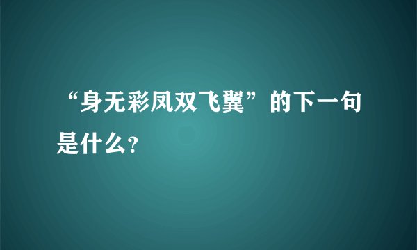 “身无彩凤双飞翼”的下一句是什么？