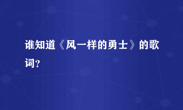 谁知道《风一样的勇士》的歌词？