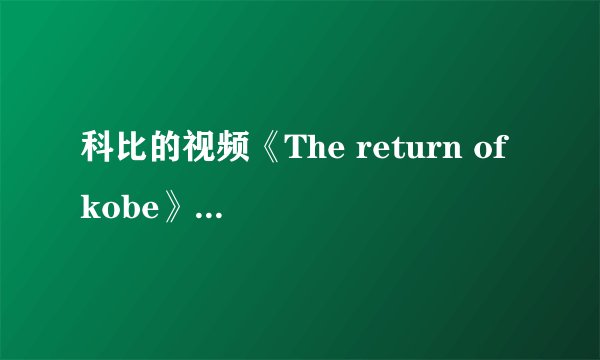 科比的视频《The return of kobe》的背景音乐？