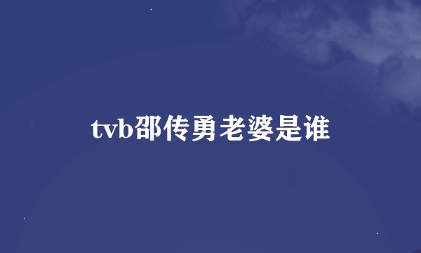 tvb邵传勇老婆是谁