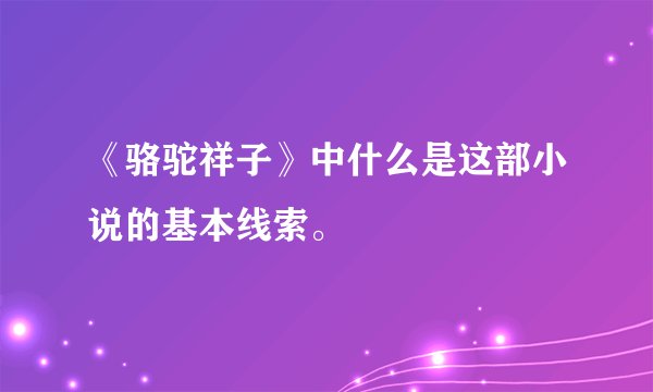 《骆驼祥子》中什么是这部小说的基本线索。