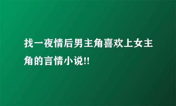 找一夜情后男主角喜欢上女主角的言情小说!!