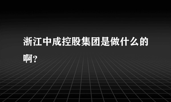 浙江中成控股集团是做什么的啊?