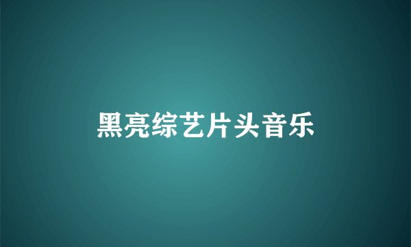 黑亮综艺片头音乐