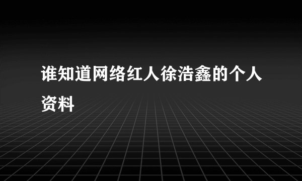 谁知道网络红人徐浩鑫的个人资料